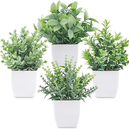 Der Rose 4 Packs Fake Plants Mini Artificial