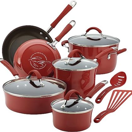 Rachael Ray Cucina Nonstick Cookware Pots and Pans Set,